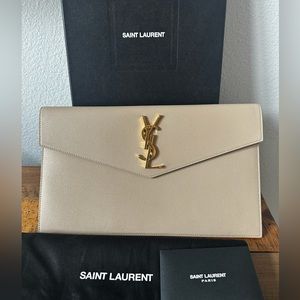 Saint Laurent Uptown Medium Pouch Dark Biege